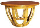 Restored Mid-century Rattan & Mahogany 3-Strand Round Drum Base Coffee Table