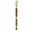 Mid-century Rattan & Brass Floor Lamp w/ Mahogany