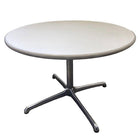 Mid-century 42″ Round Laminate Grey Dining Table w/ Chrome Base by Steelcase