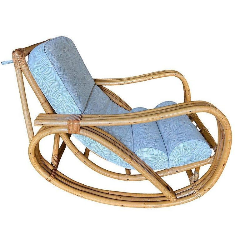 Restored 3-Strand Reverese Pretzel Rattan Rocking Chair