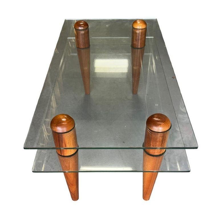 Gilbert Rohde Floating Glass Walnut Coffee Table