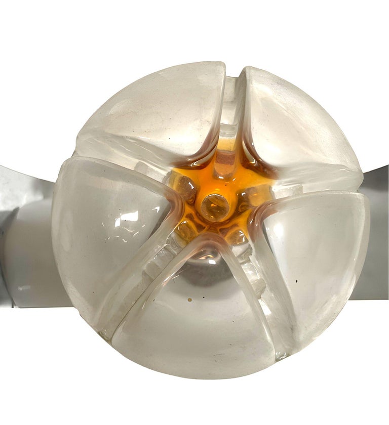 Mid-century Chrome & Murano Art Glass Space-age Wall Sconce by A.V. Mazzega