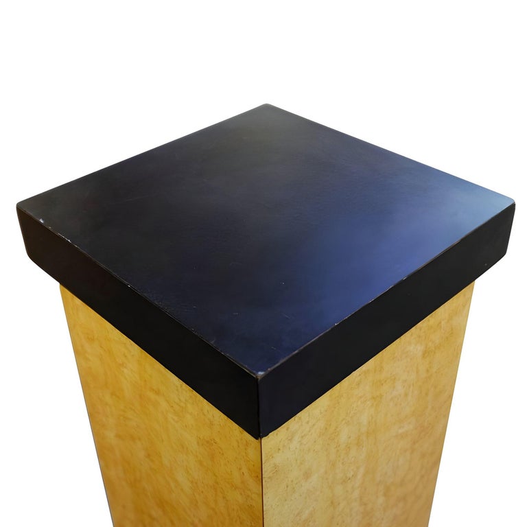 Art Deco Bird's-Eye Style Maple Pedestal with Black Top