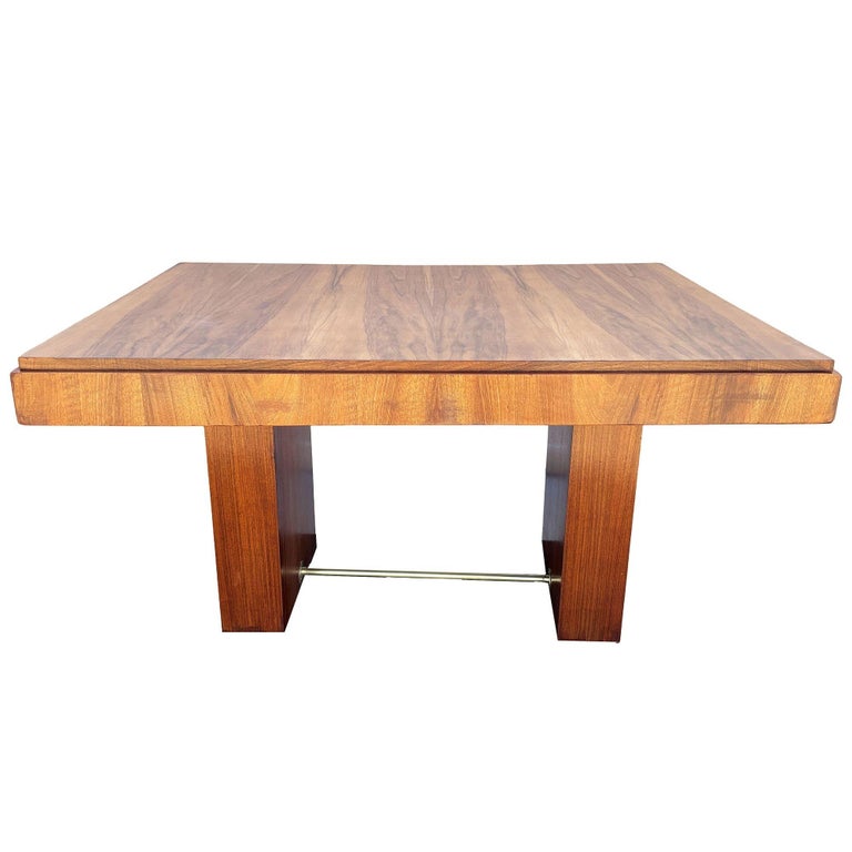 Art Deco Geometric Walnut Dining Table Desk Inspired by Charles Dudouyt