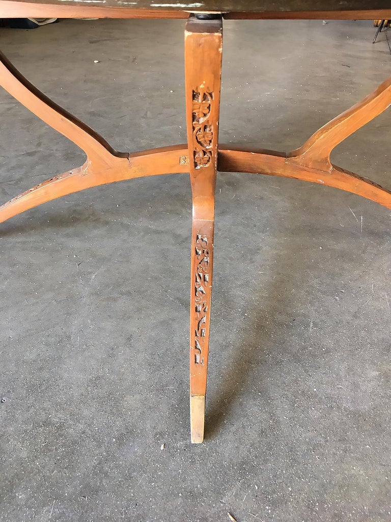 Folding Coffee Table with Brass Charger Tray