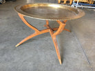 Folding Coffee Table with Brass Charger Tray