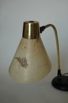 Double Gooseneck Brass Desk Table Lamp with Pressed Floral Fiberglass