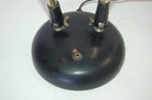 Double Gooseneck Brass Desk Table Lamp with Pressed Floral Fiberglass