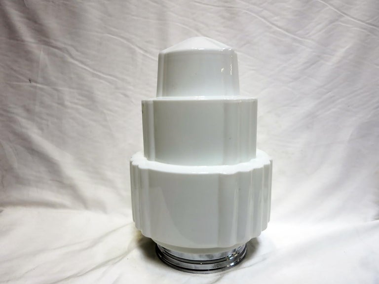 Large Art Deco Stepped Birthday Cake Skyscaper Ceiling Glass Globe Pendant