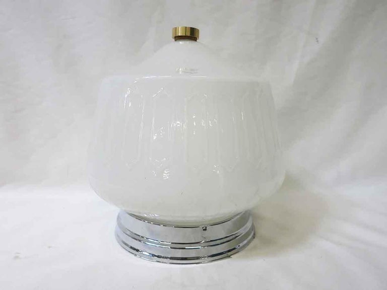 Art Deco Bell Shape Ceiling Glass Globe Pendant with Geo Pattern