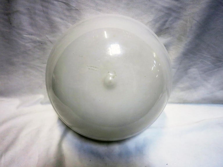 Small Schoolhouse Banded Oval Shape Ceiling Glass Globe Pendant