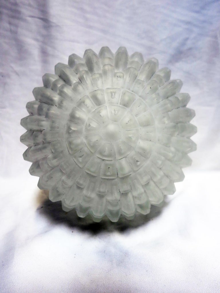 Art Deco Small Opaque Geometric Sphere Ceiling Glass Globe Pendant