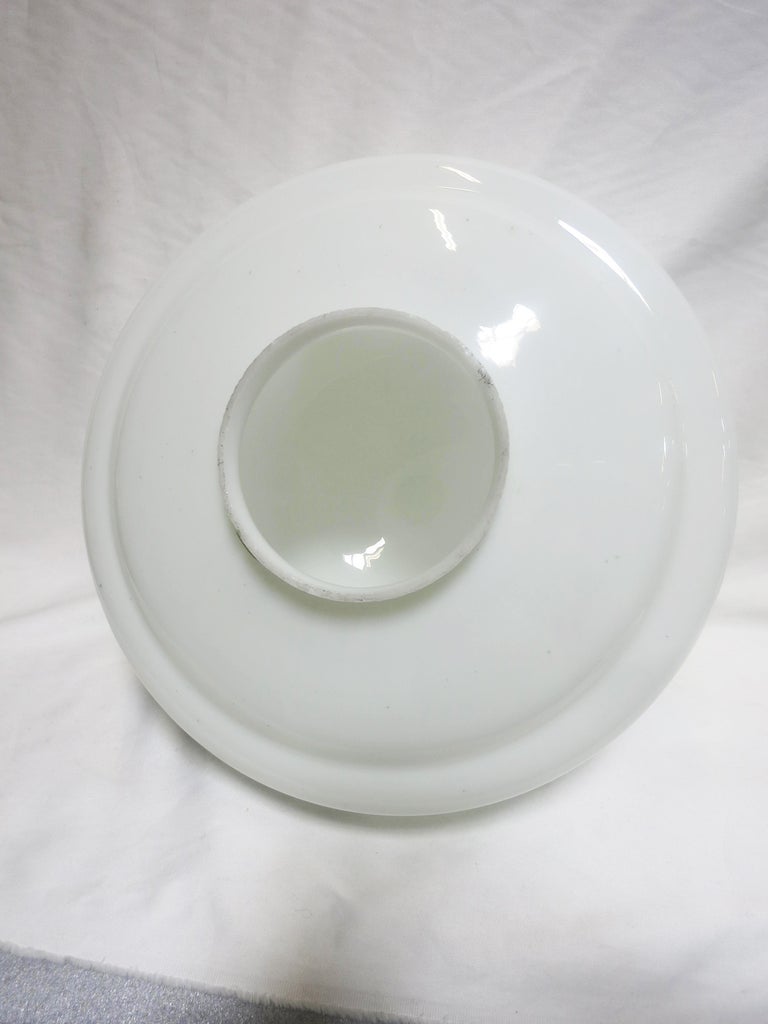 Large Schoolhouse Banded Oval Shape Ceiling Glass Globe Pendant