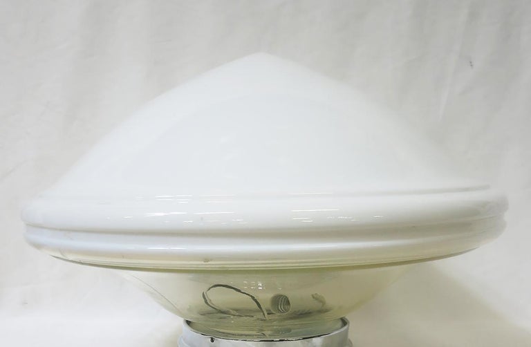 Extra Large Schoolhouse Banded Cone Shape Ceiling Mixed Glass Globe Pendant