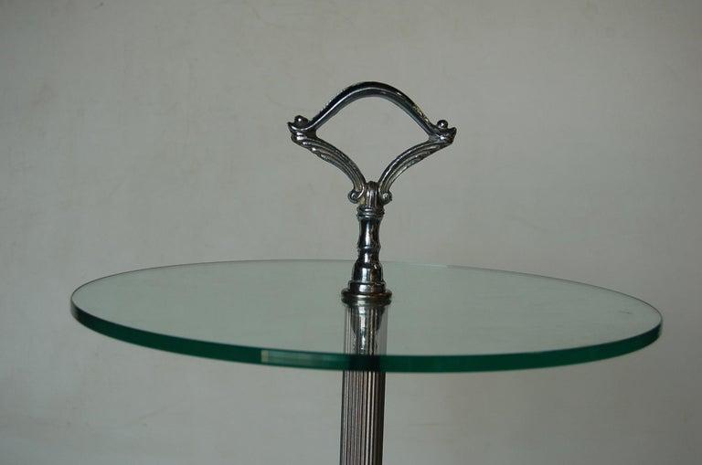 Art Deco Agate Glass and Chrome Lightup Illuminating Side Table