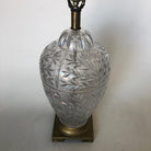 Midcentury Leaf Motif Cut Crystal Table Lamp with Brass Hardware