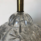 Midcentury Leaf Motif Cut Crystal Table Lamp with Brass Hardware