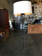 Midcentury Black Thin Iron Rod Tripod Floor Lamp