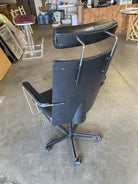 1980's Danish Modern Black and Chrome Executive Desk Chair by Kevi