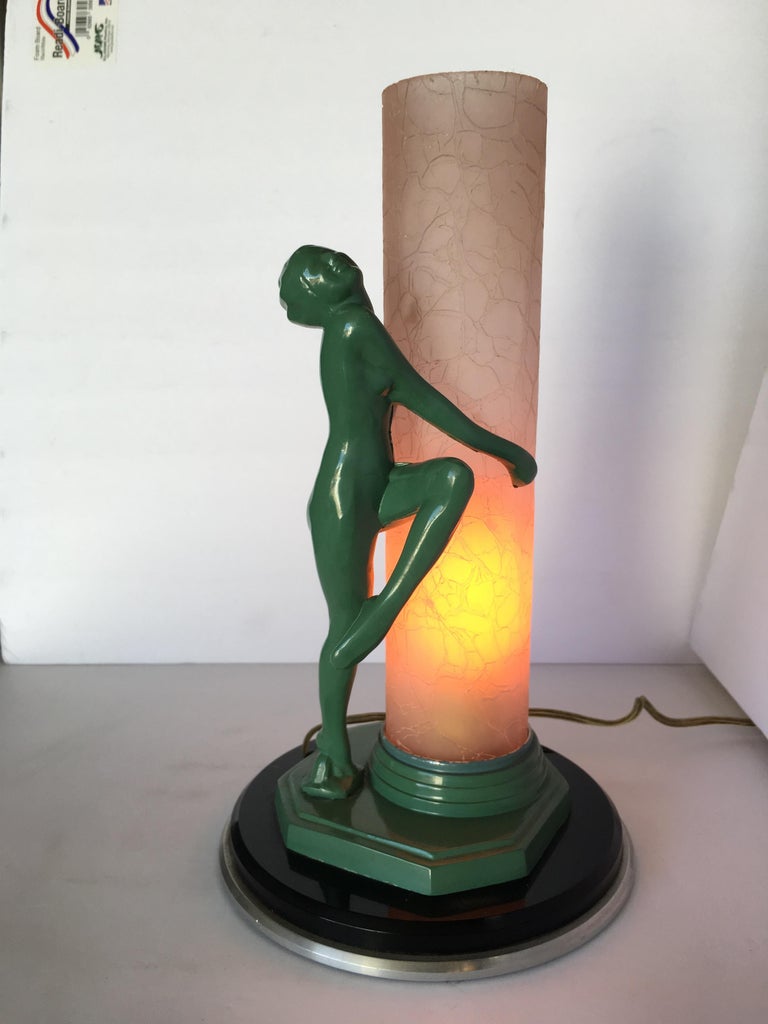Re-Edition Nude Frankart F612 Lamp with Crackle Glass Shade