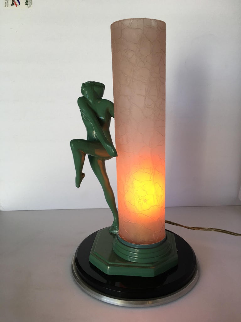 Re-Edition Nude Frankart F612 Lamp with Crackle Glass Shade