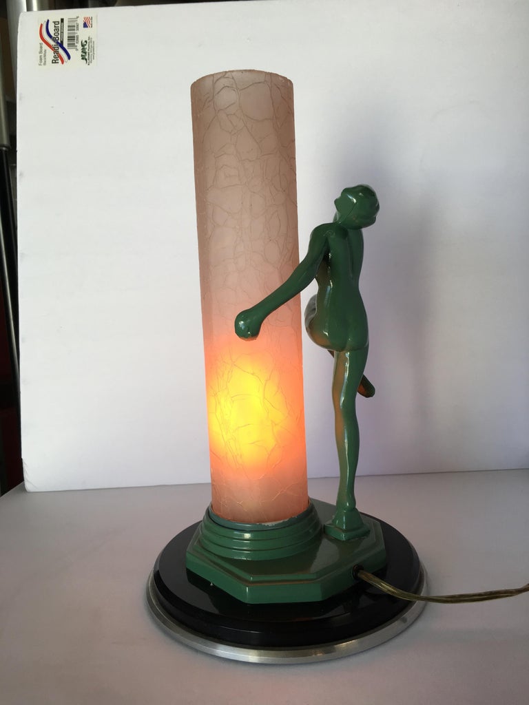 Re-Edition Nude Frankart F612 Lamp with Crackle Glass Shade