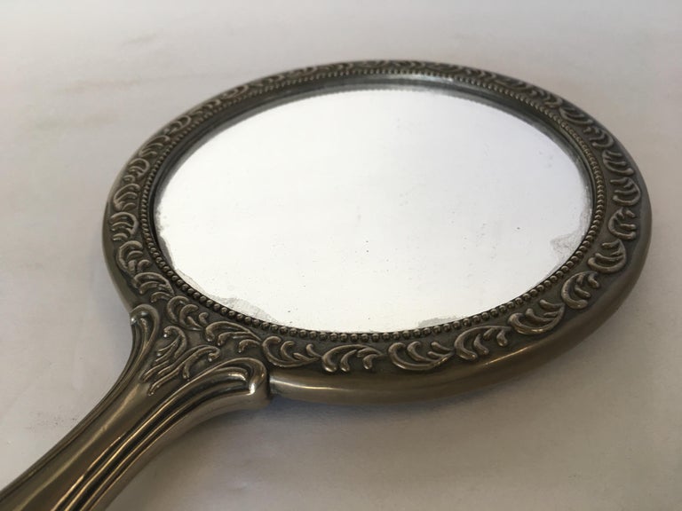 Antique Silver Plate Rose Pattern Vanity Hand