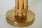 Restored Midcentury Six-Strand Rattan Table Lamp & Brass Base W/ Fancy Wrapping