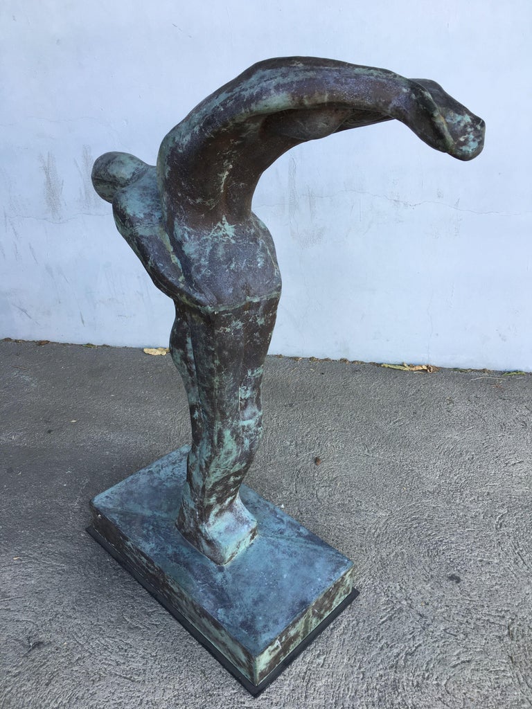 Sizable 43" Modern Faux Bronze "Lovers" Statue