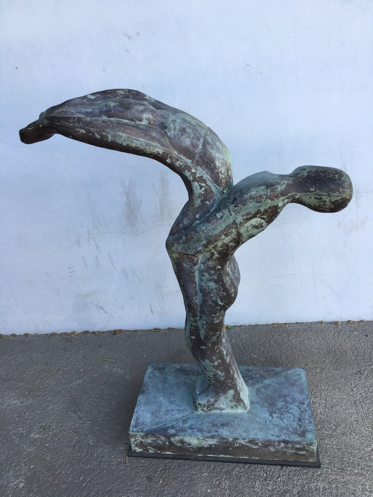 Sizable 43" Modern Faux Bronze "Lovers" Statue