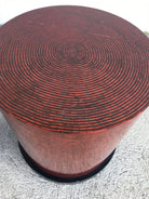 Two-Tone Cubist Style Round Side Table