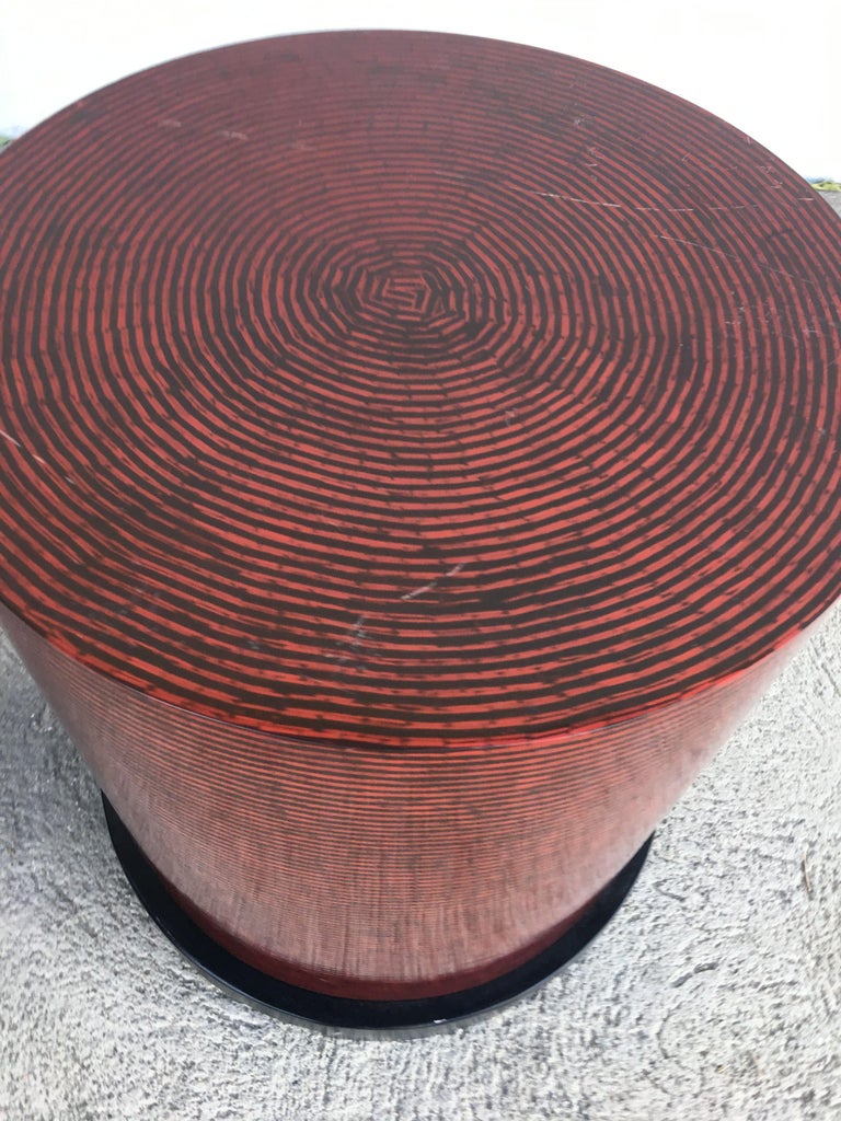 Two-Tone Cubist Style Round Side Table