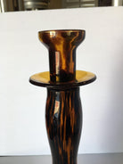 Large Hand Blown Amber Murano Glass Candlestick Holder
