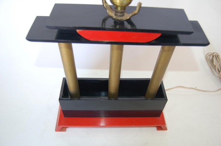 Mid-Century Modernist Torii Arch Mixed-Media Table Lamp