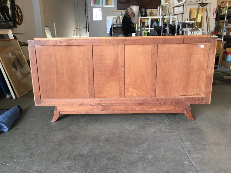 James Mont Style Sideboard with Carved Art Sculpture