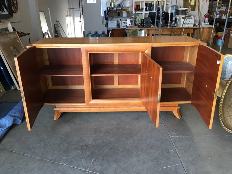 James Mont Style Sideboard with Carved Art Sculpture