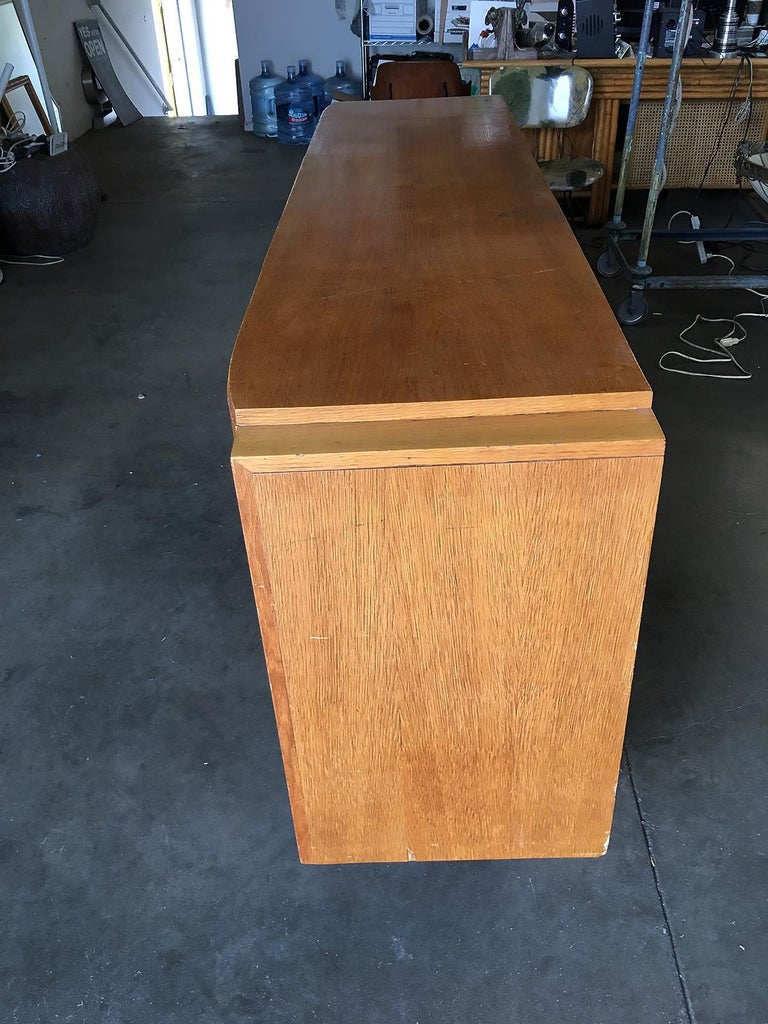 James Mont Style Sideboard with Carved Art Sculpture
