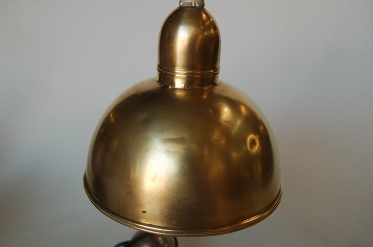 Brass and Chrome Machine Age Bell Shade Reading Desk Lamp