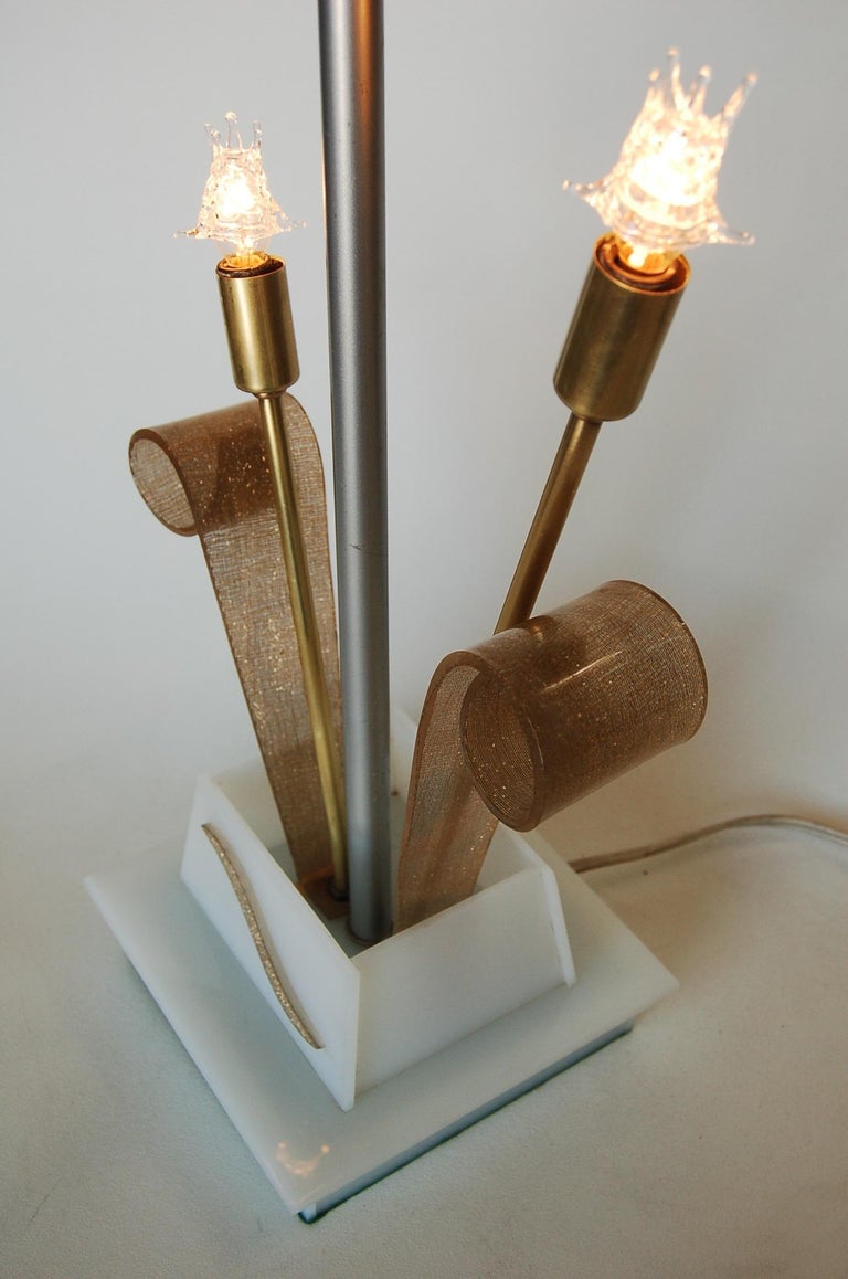 Gold Glitter Scrolling Acrylic Star Table Lamp by Moss Lighting