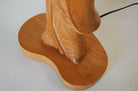 Midcentury Carved Oak Chinese Monk Wood Figure Lamp
