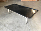 Rare Midcentury Black Lacquer Coffee Table with Solid Cast Bronze Base