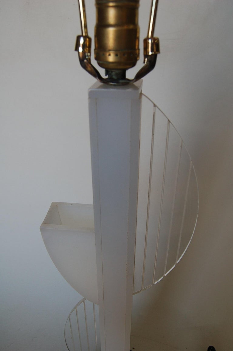 Mid-Century Modern White Lucite Table Lamp with Side Planter by Moss Lighting