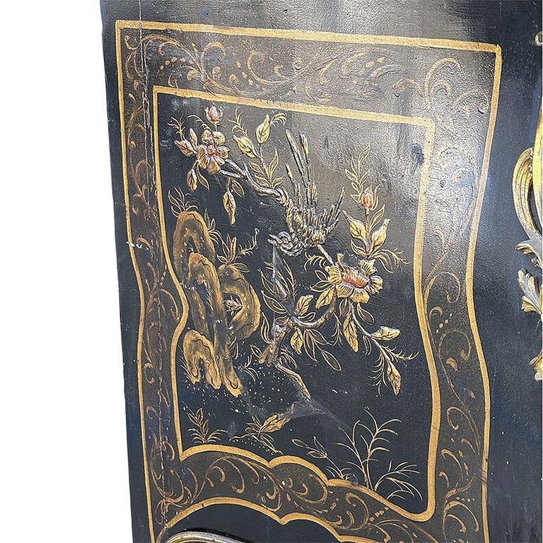 19th Century French with Brass Encroûtement Bombe Shaped Chinoiserie Commode