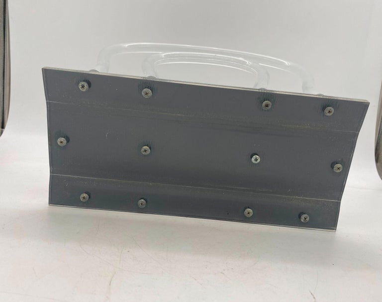 Vintage Dorothy Thorpe Magazine Rack Lucite Mirror and Mylar "Chrome"