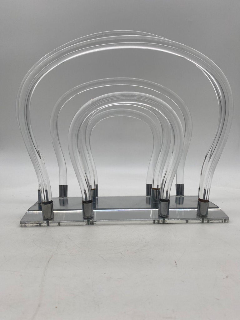 Vintage Dorothy Thorpe Magazine Rack Lucite Mirror and Mylar "Chrome"