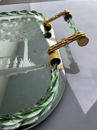 Itailan Murano Barovier Style Vanity Tray with Etched Mirror Twisted Glass Rope