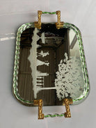 Itailan Murano Barovier Style Vanity Tray with Etched Mirror Twisted Glass Rope