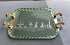Itailan Murano Barovier Style Vanity Tray with Etched Mirror Twisted Glass Rope
