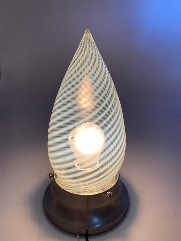 1960s Vintage Opalescent Swirl Glass Bullet Ceiling Light Globe with Fitter