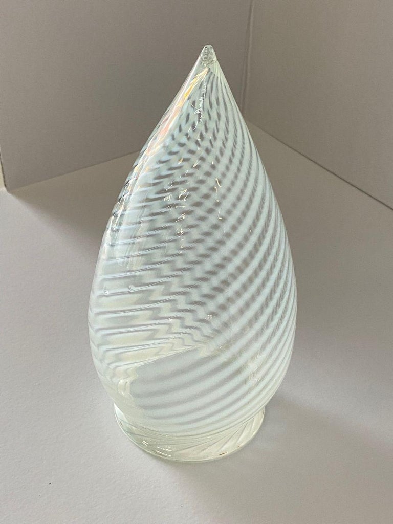 1960s Vintage Opalescent Swirl Glass Bullet Ceiling Light Globe with Fitter